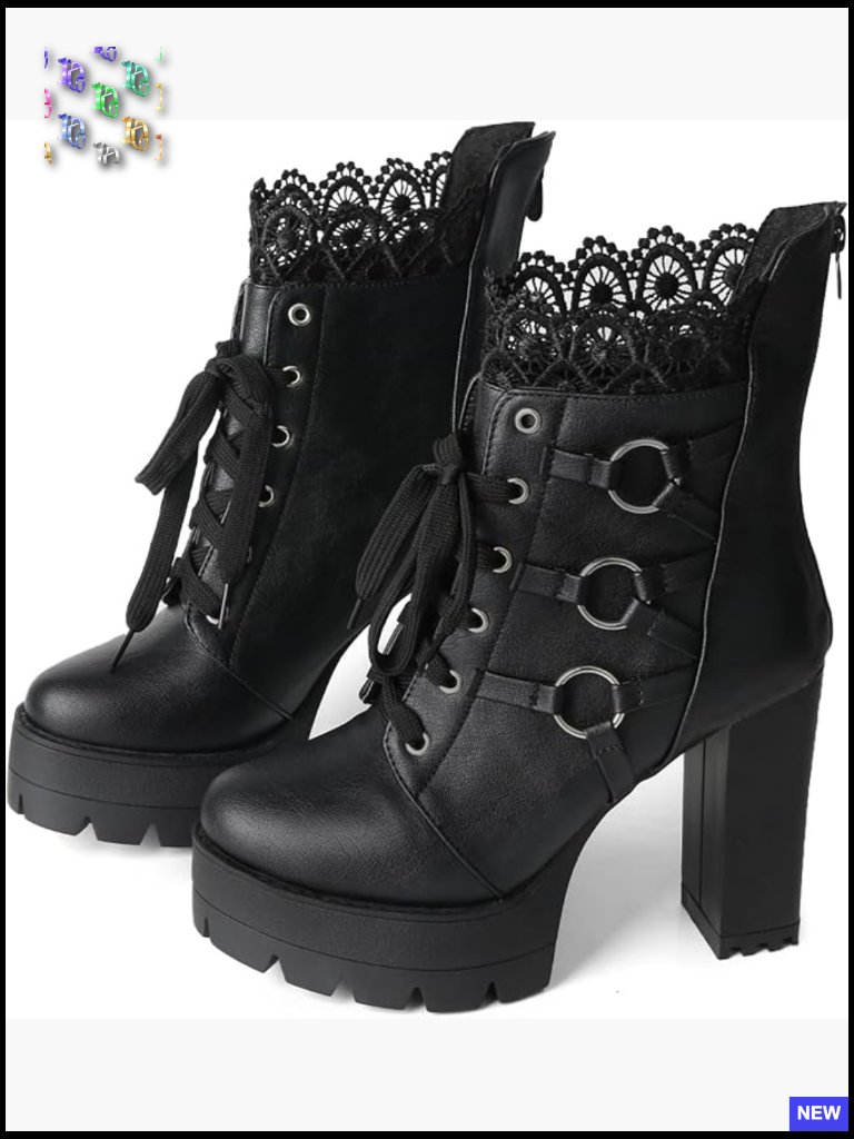 Chunky Heel Ankle Boots Lace Up Platform Combat Goth Booties Y2k Punk